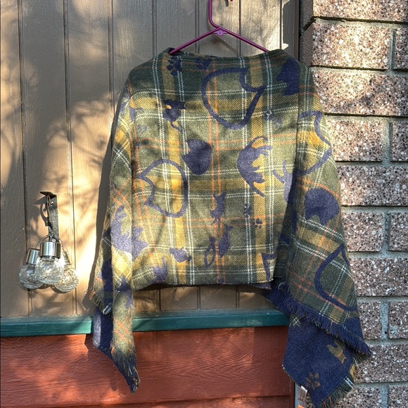 LOF Blue and Orange Patterned Shawl - Picture 1 of 4